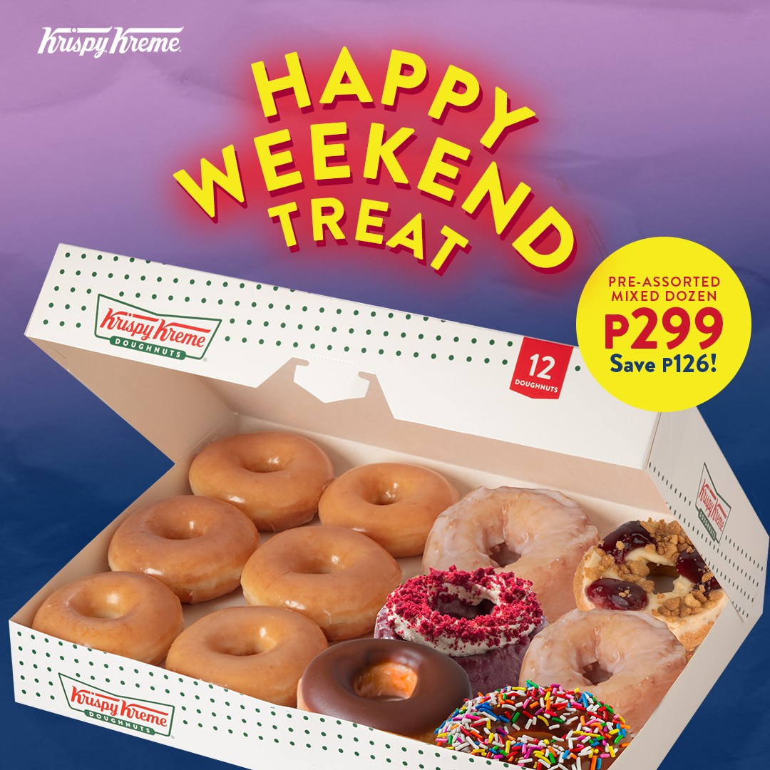 Krispy Kreme Happy Weekend Treat Pre Assorted Mixed Dozen For ₱299 Save ₱126 Deals Pinoy 8512