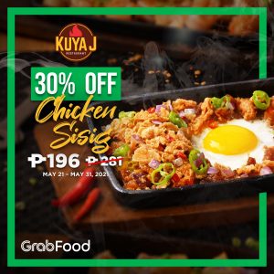 Kuya J Restaurant - Chicken Sisig for P196 (Was P281) via GrabFood