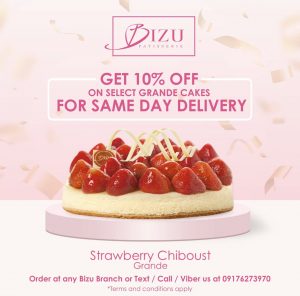 Bizu Patisserie - 10% Off Grande Cakes Delivery Promo